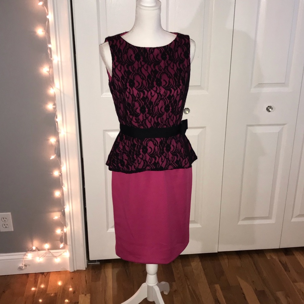 Formal Fushia/ Black Dress
